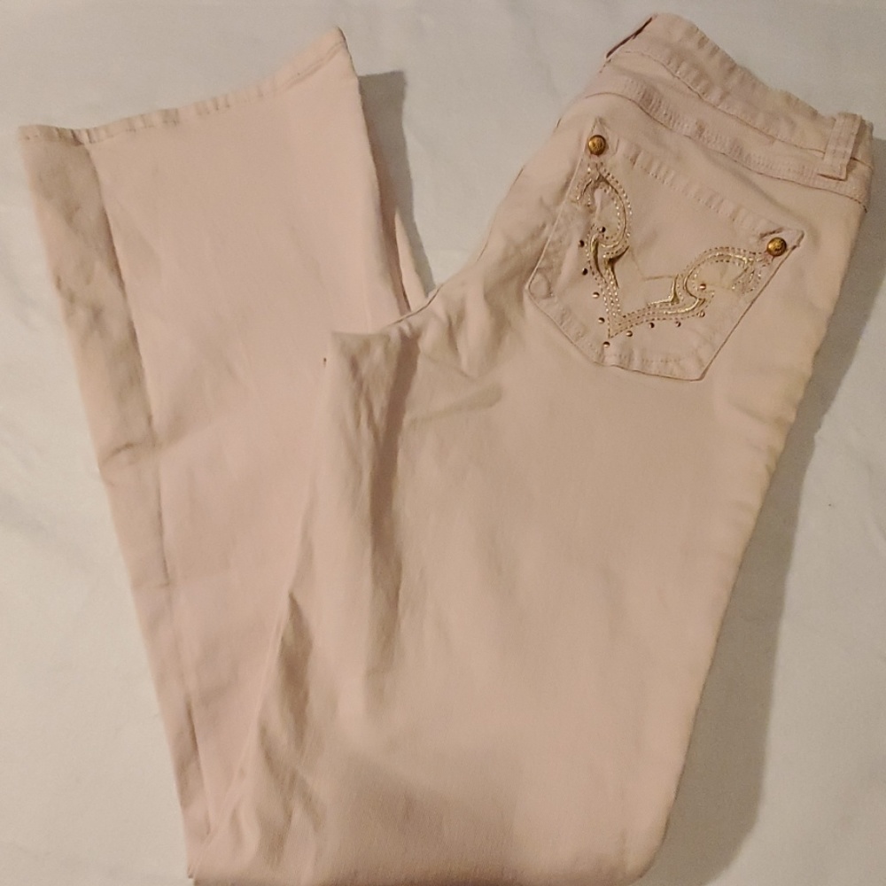Cache Light Pink Flare Jeans Womens Size 8